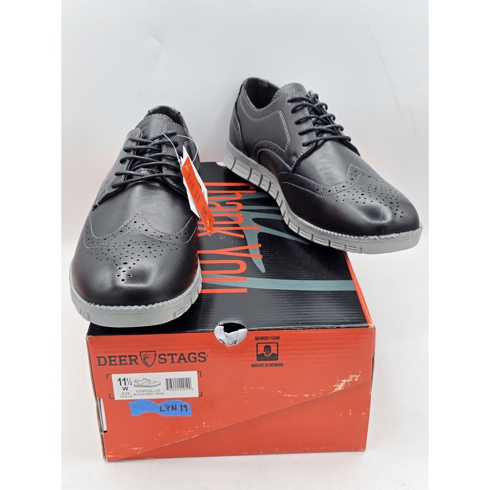 NEW Man's Oxfords Deer Stags Corvallis Black / Grey Vega Sz 11.5 W Wide